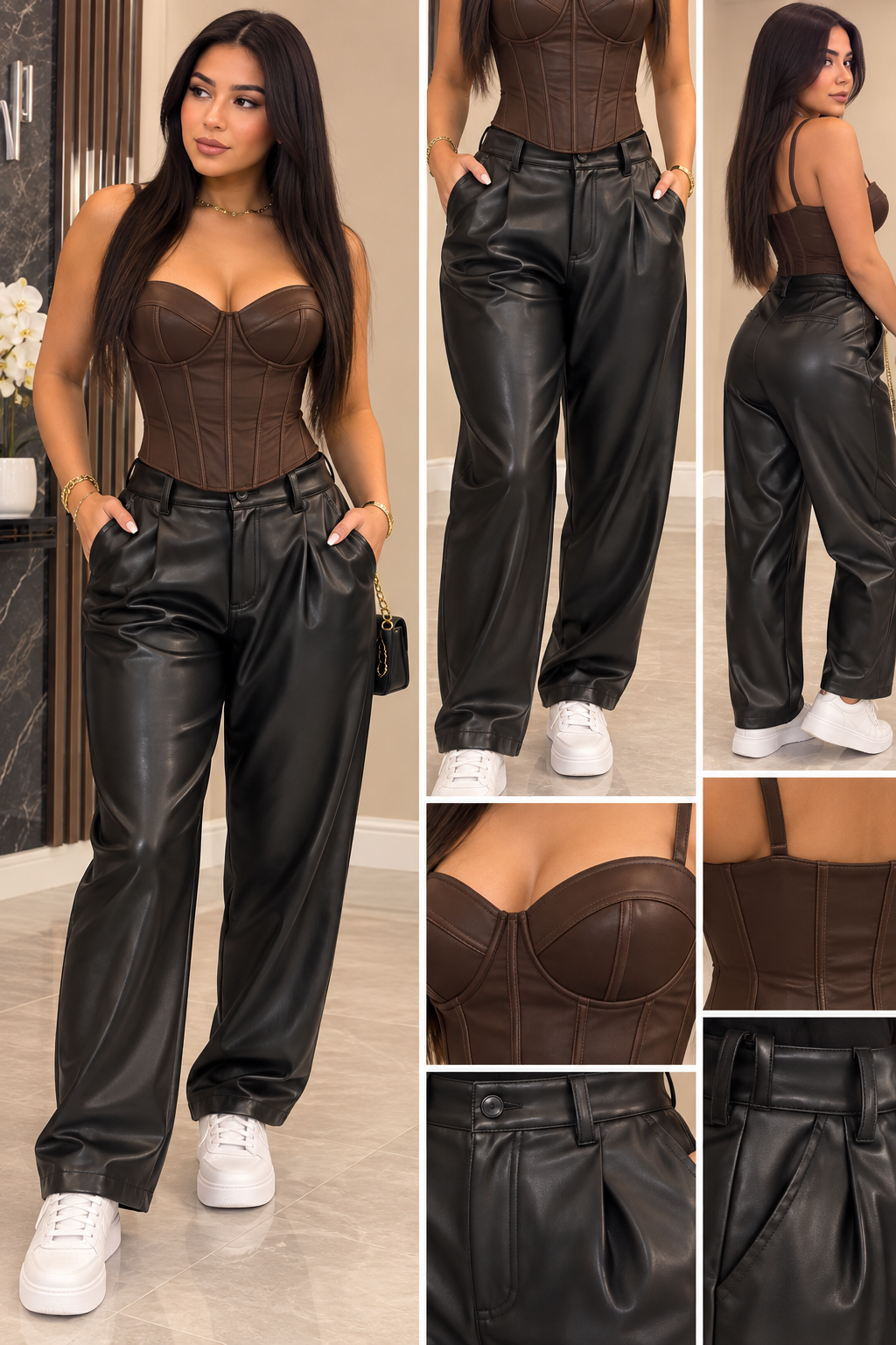 Pantalon ballon effet cuir